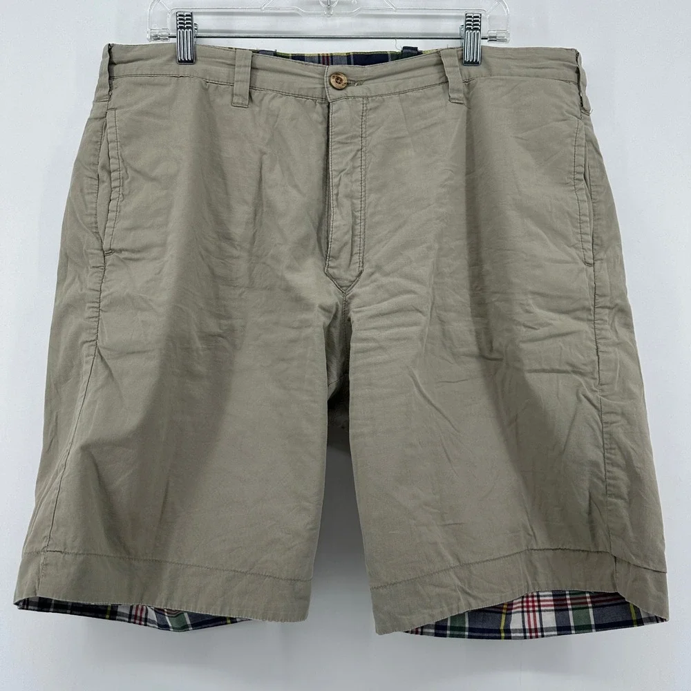 Olde School Brand Mens Reversible Plaid Khaki Chino Shorts 150564 Multi-Color